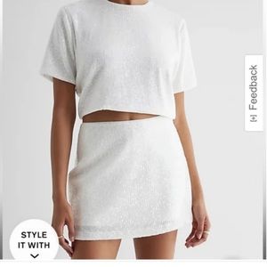 Express white sequin skort set! Only worn once on a bachelorette. Like new.